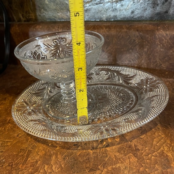 Two vintage Indiana glass CHANTILLY LACE floral snack sets more available - Picture 8 of 11